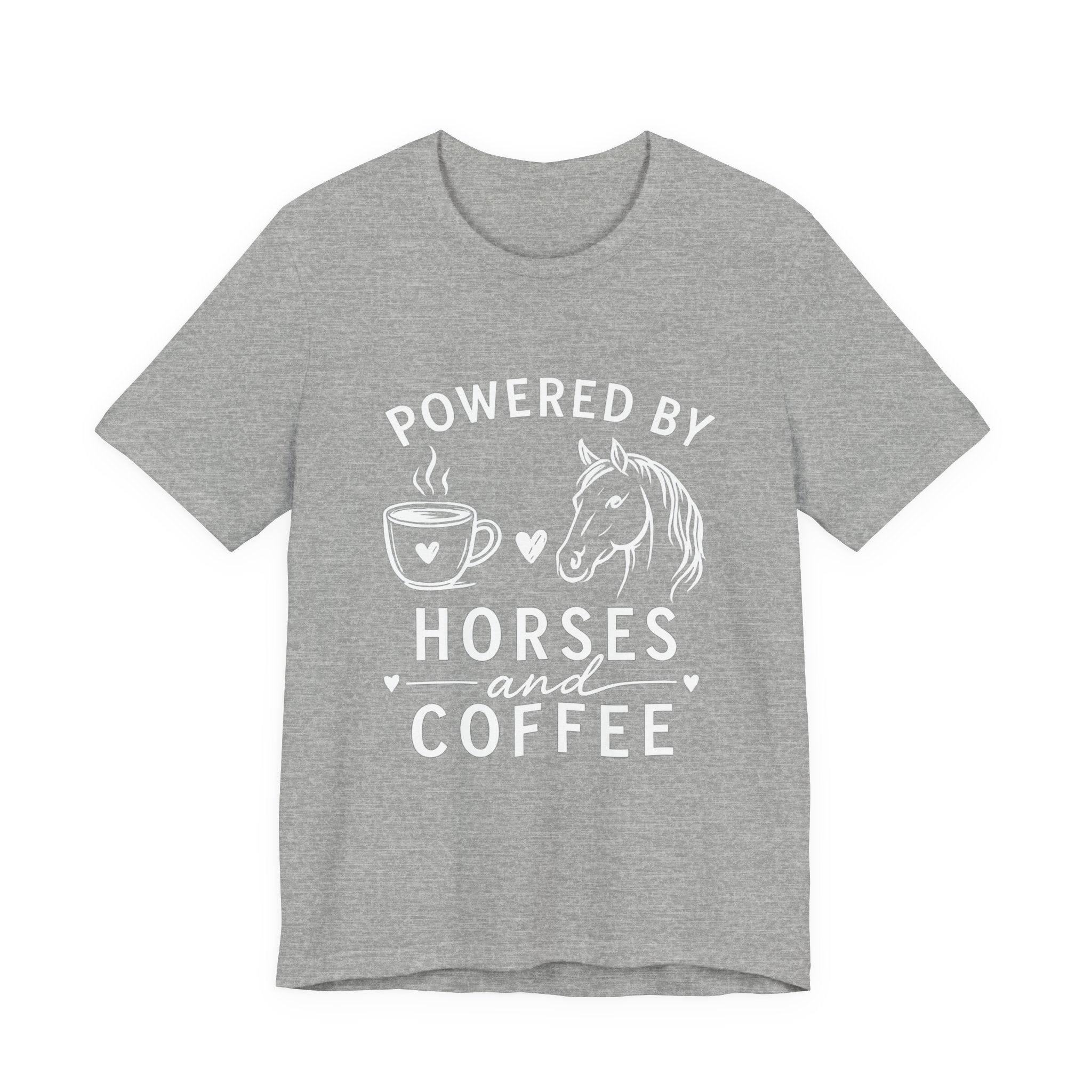 Horses and Coffee T-Shirt — "Powered by Horses and Coffee" Graphic Tee