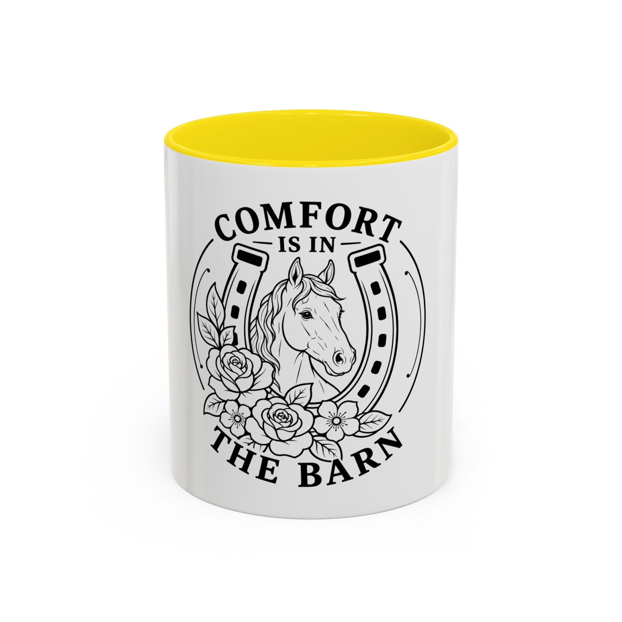Comfort Is In The Barn Horse Mug — Rustic Horseshoe Coffee Cup (11/15oz)