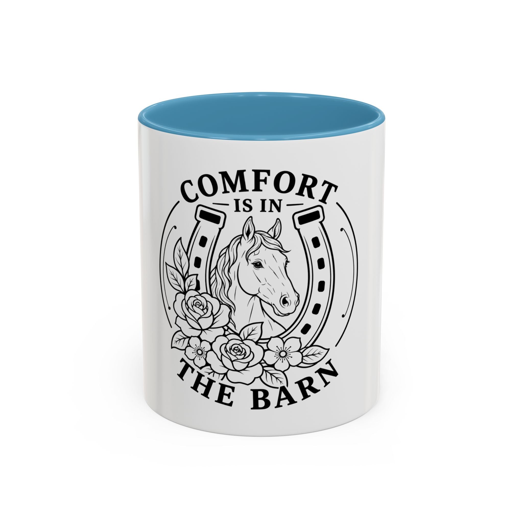 Comfort Is In The Barn Horse Mug — Rustic Horseshoe Coffee Cup (11/15oz)