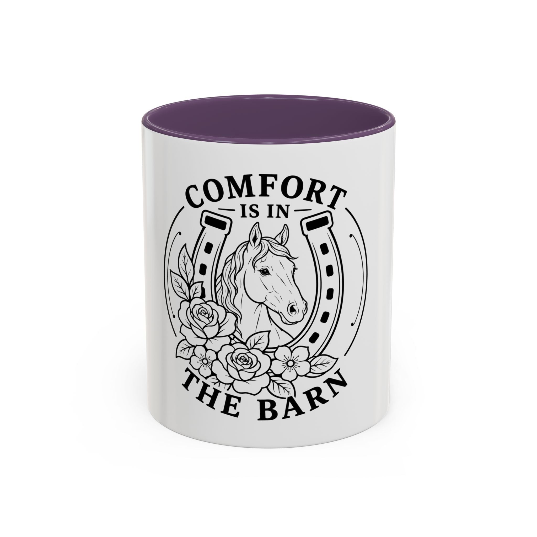 Comfort Is In The Barn Horse Mug — Rustic Horseshoe Coffee Cup (11/15oz)