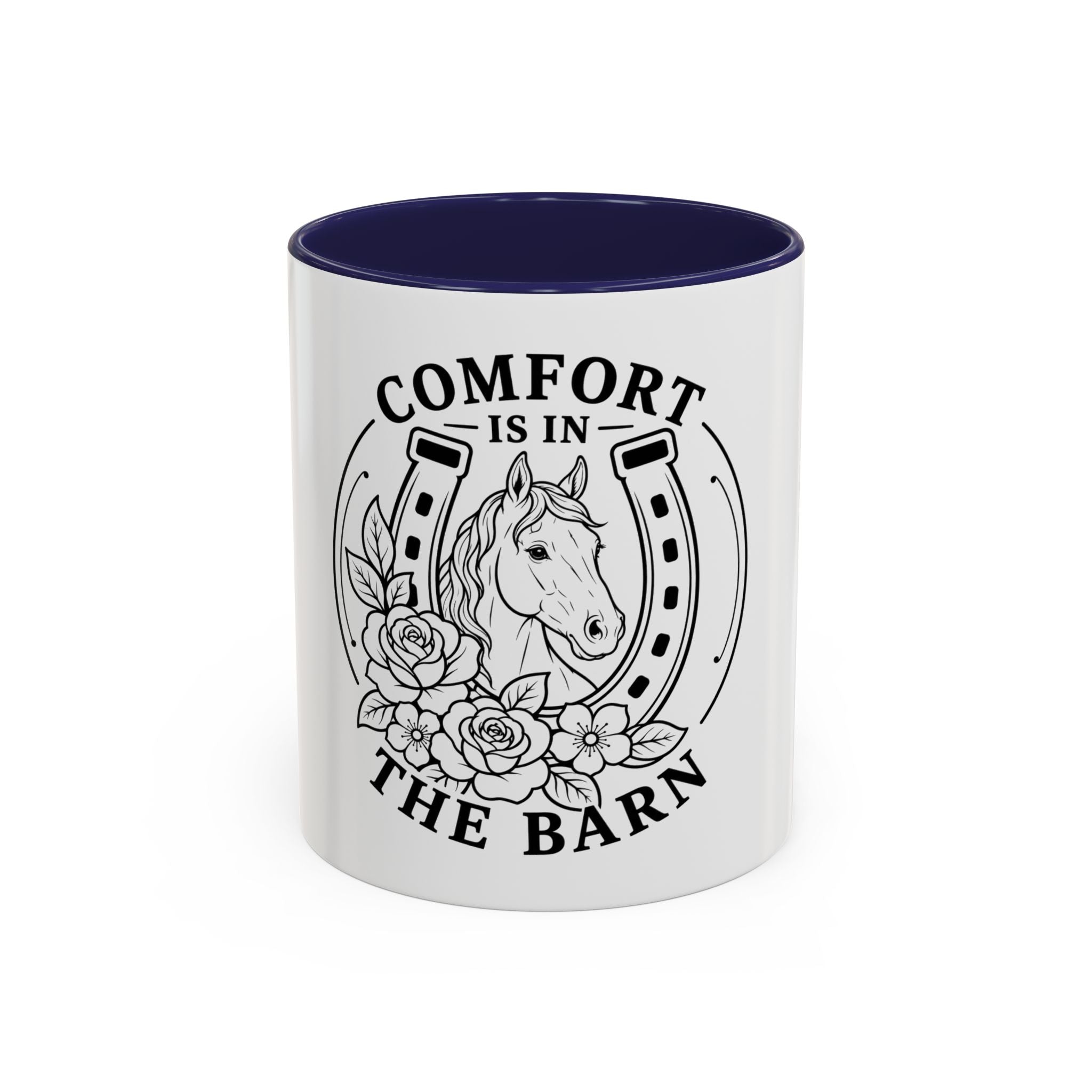 Comfort Is In The Barn Horse Mug — Rustic Horseshoe Coffee Cup (11/15oz)