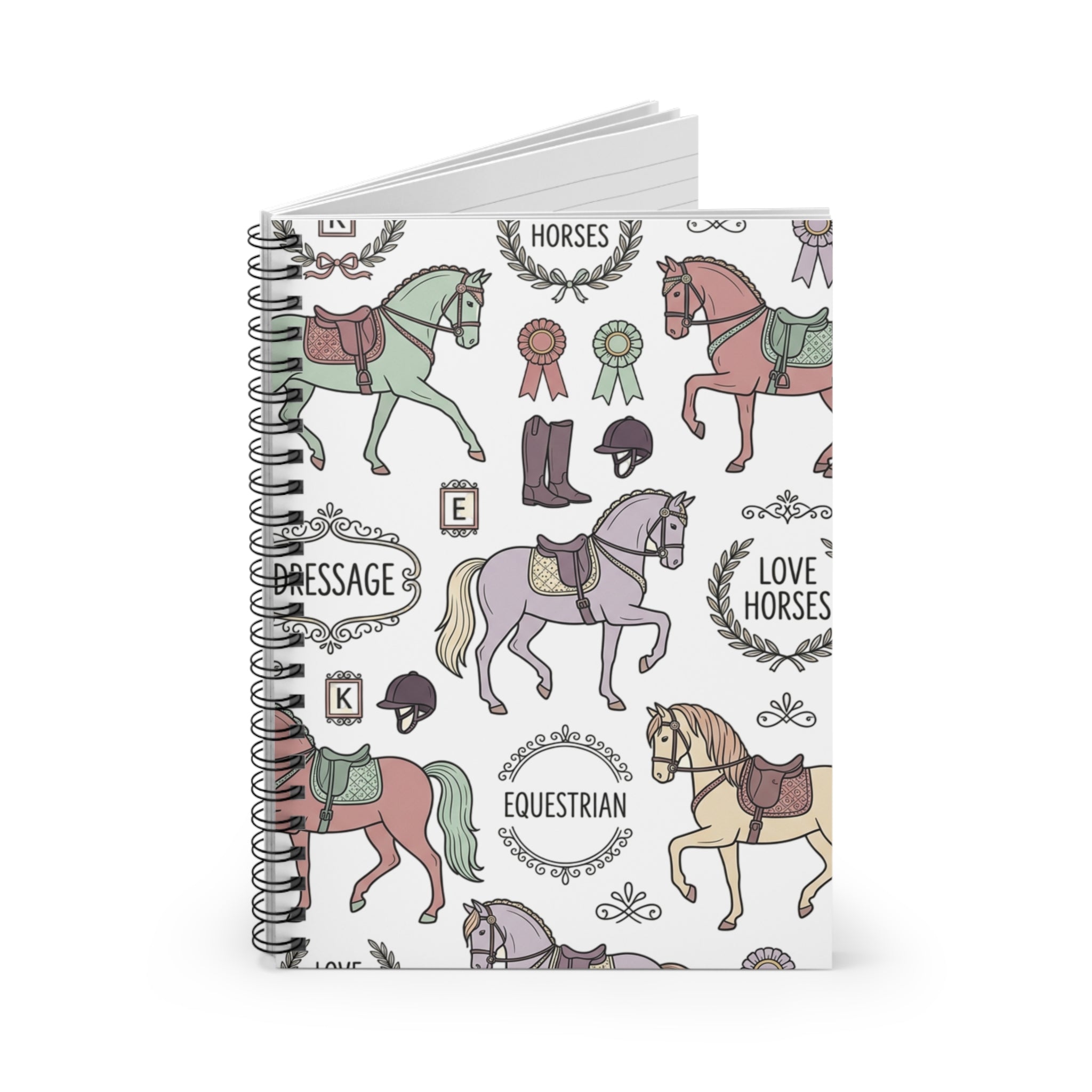Equestrian Horses Pattern Spiral Notebook | Ruled Journal