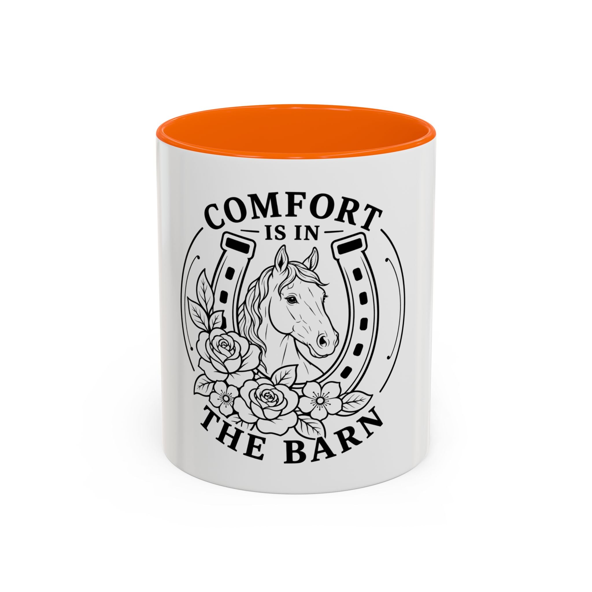 Comfort Is In The Barn Horse Mug — Rustic Horseshoe Coffee Cup (11/15oz)