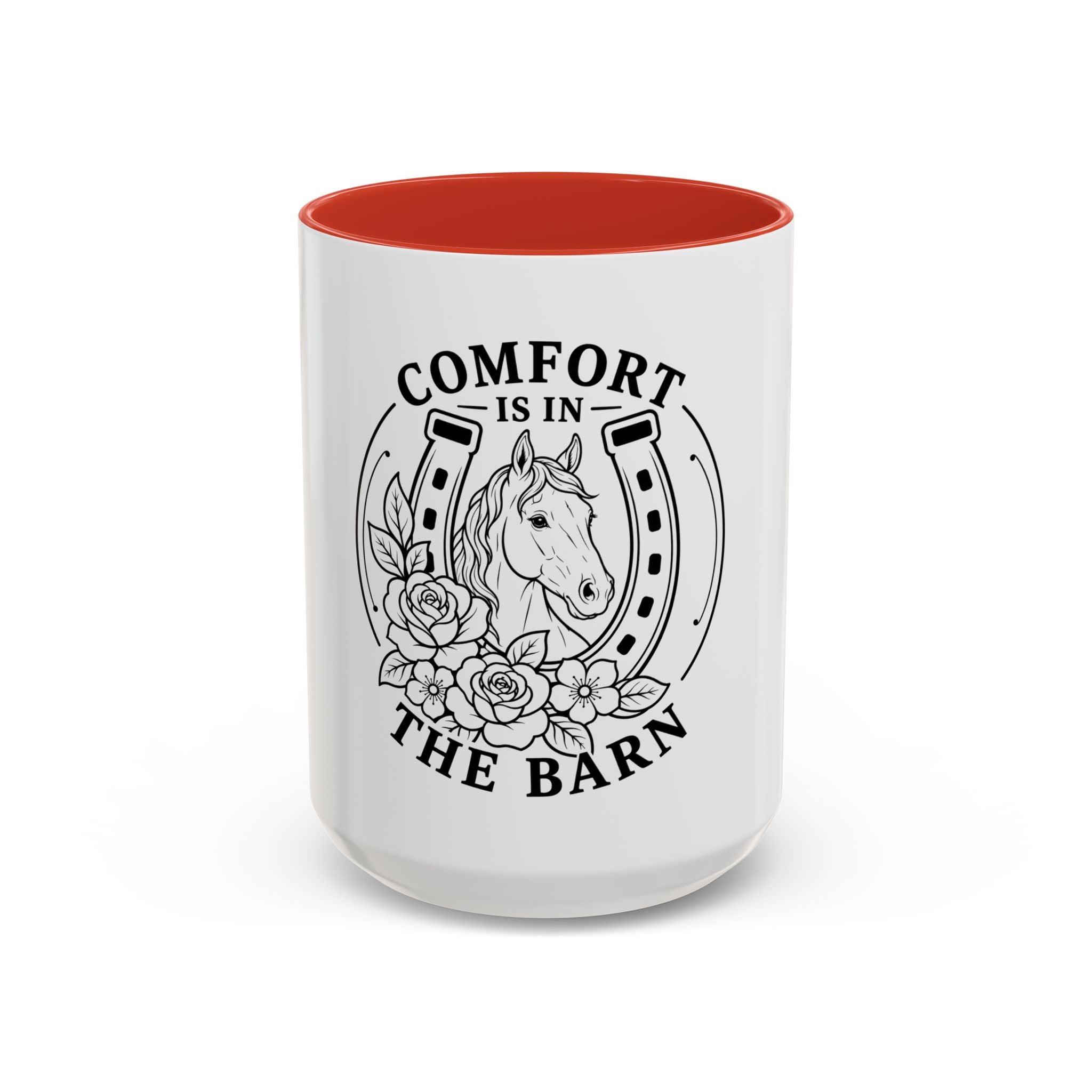 Comfort Is In The Barn Horse Mug — Rustic Horseshoe Coffee Cup (11/15oz)