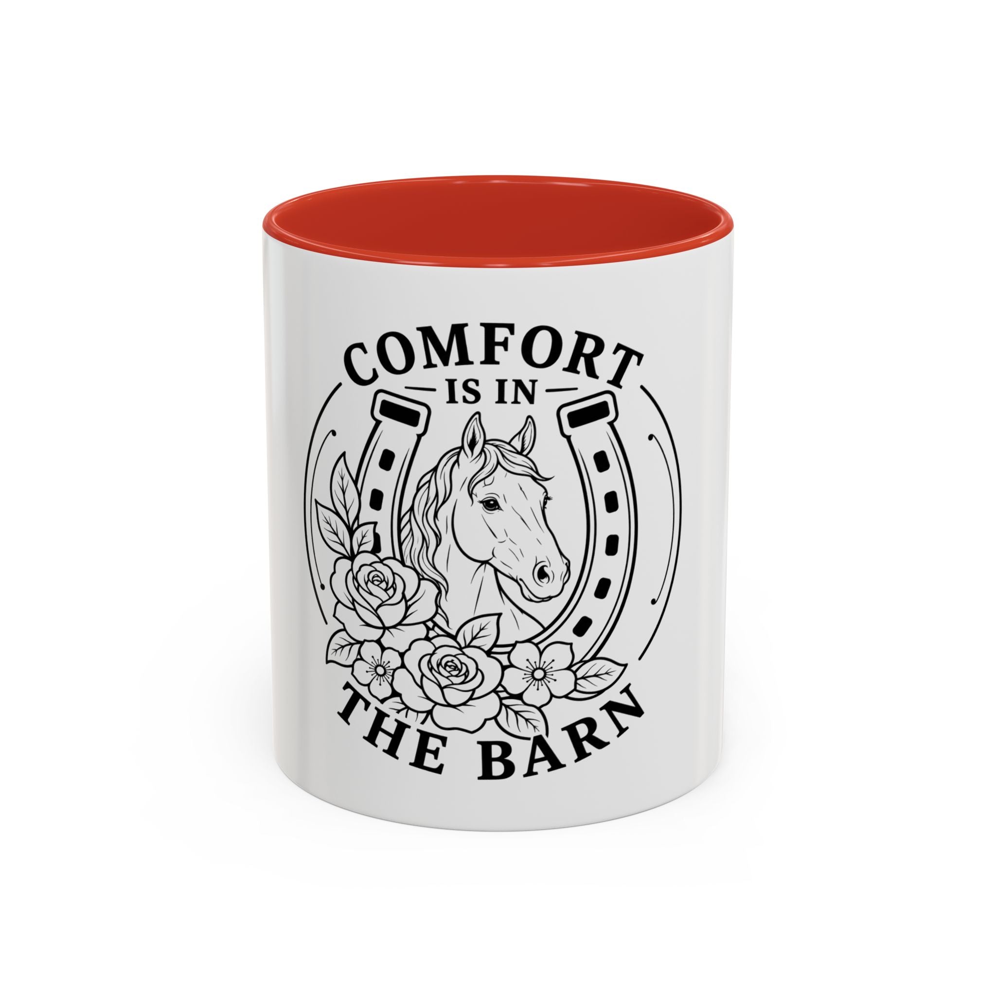 Comfort Is In The Barn Horse Mug — Rustic Horseshoe Coffee Cup (11/15oz)