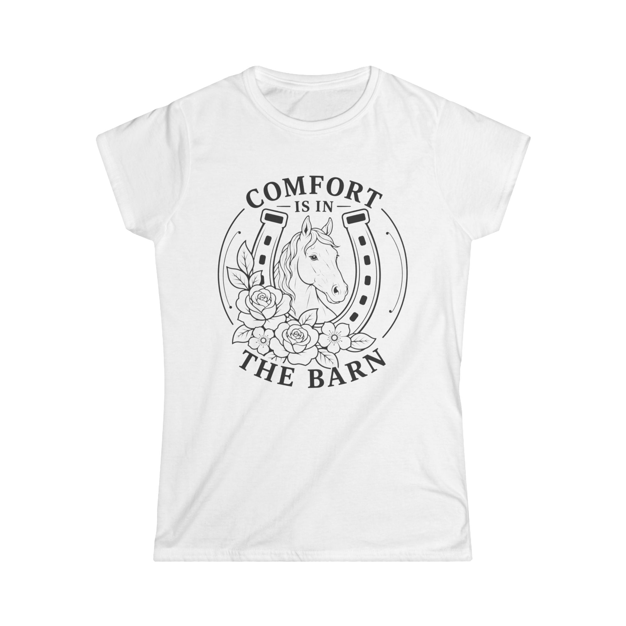 Comfort Is In The Barn horse tee | horseshoe floral shirt