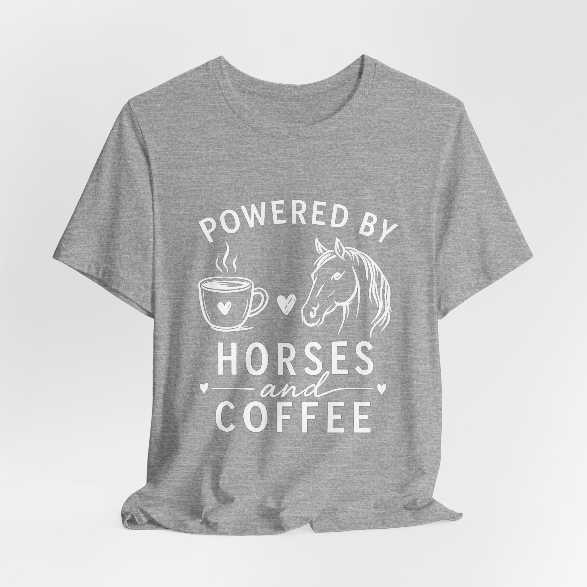 Horses and Coffee T-Shirt — "Powered by Horses and Coffee" Graphic Tee