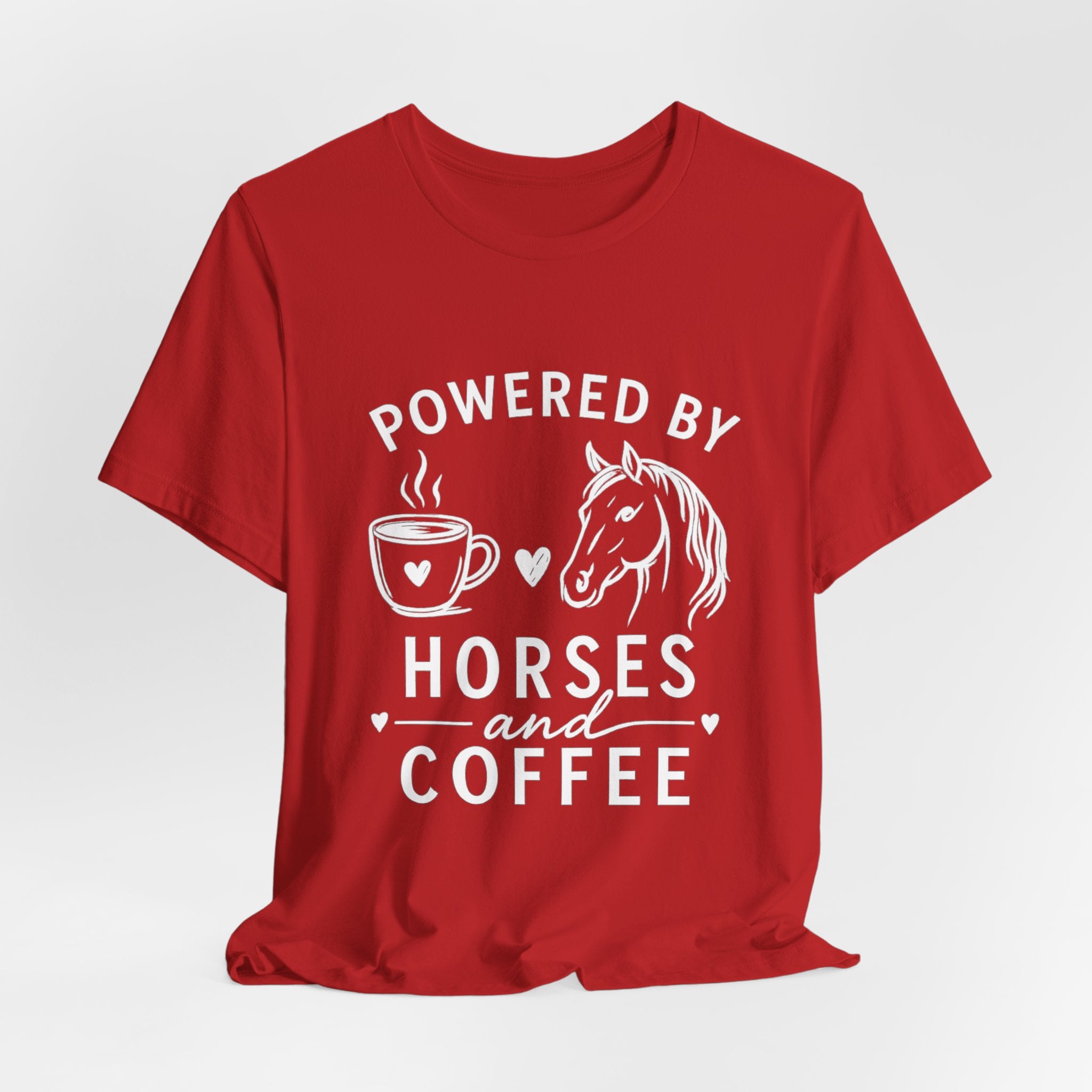 Horses and Coffee T-Shirt — "Powered by Horses and Coffee" Graphic Tee