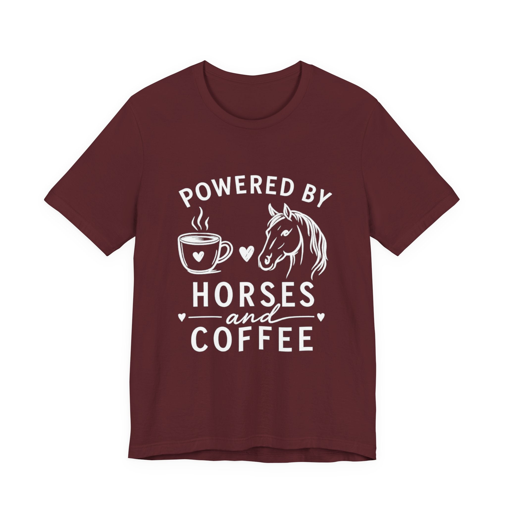 Horses and Coffee T-Shirt — "Powered by Horses and Coffee" Graphic Tee