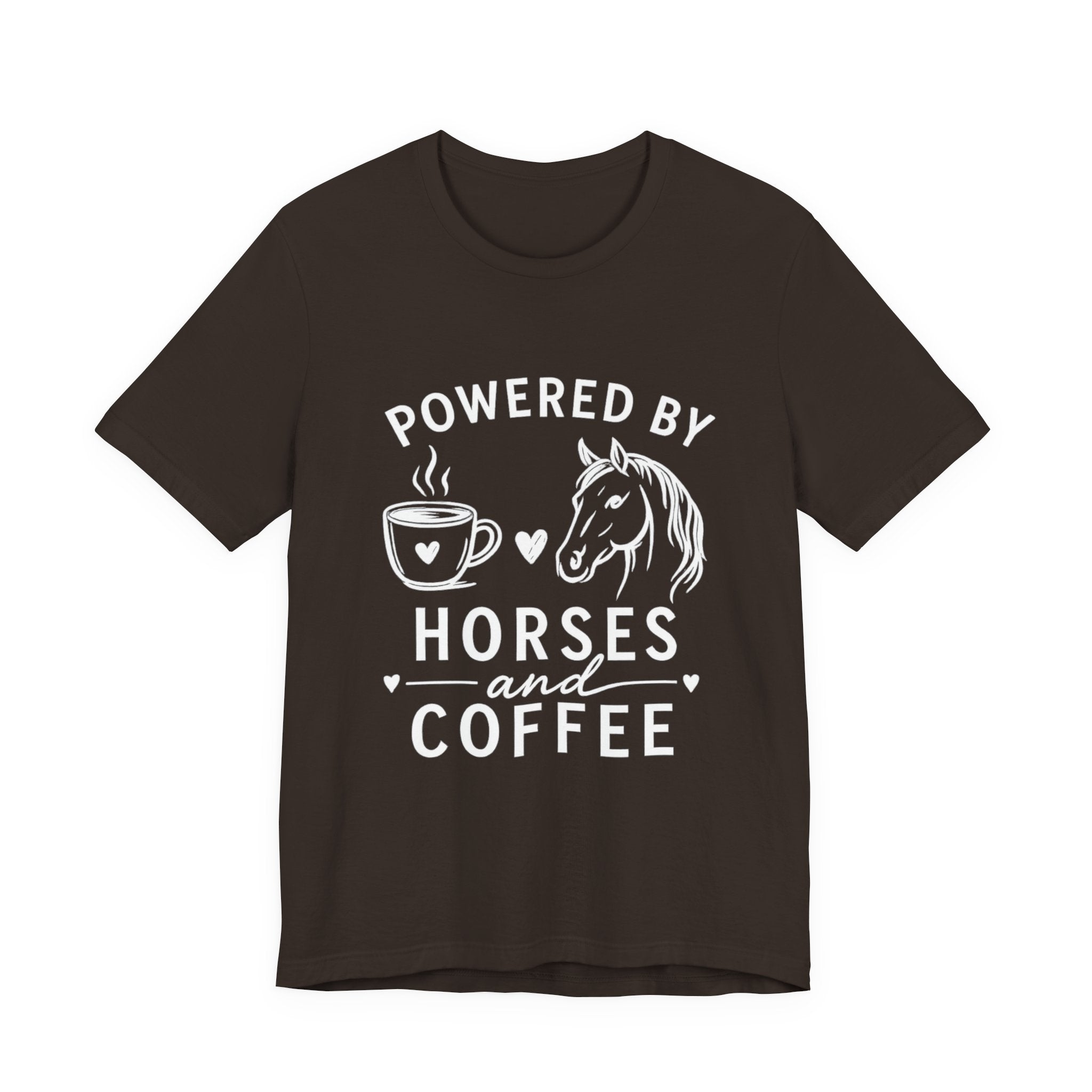 Horses and Coffee T-Shirt — "Powered by Horses and Coffee" Graphic Tee