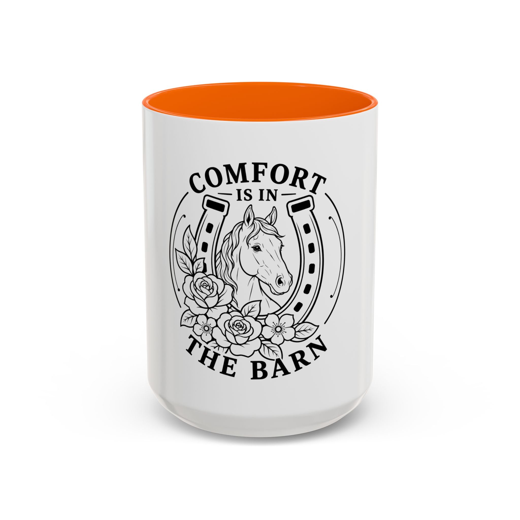 Comfort Is In The Barn Horse Mug — Rustic Horseshoe Coffee Cup (11/15oz)