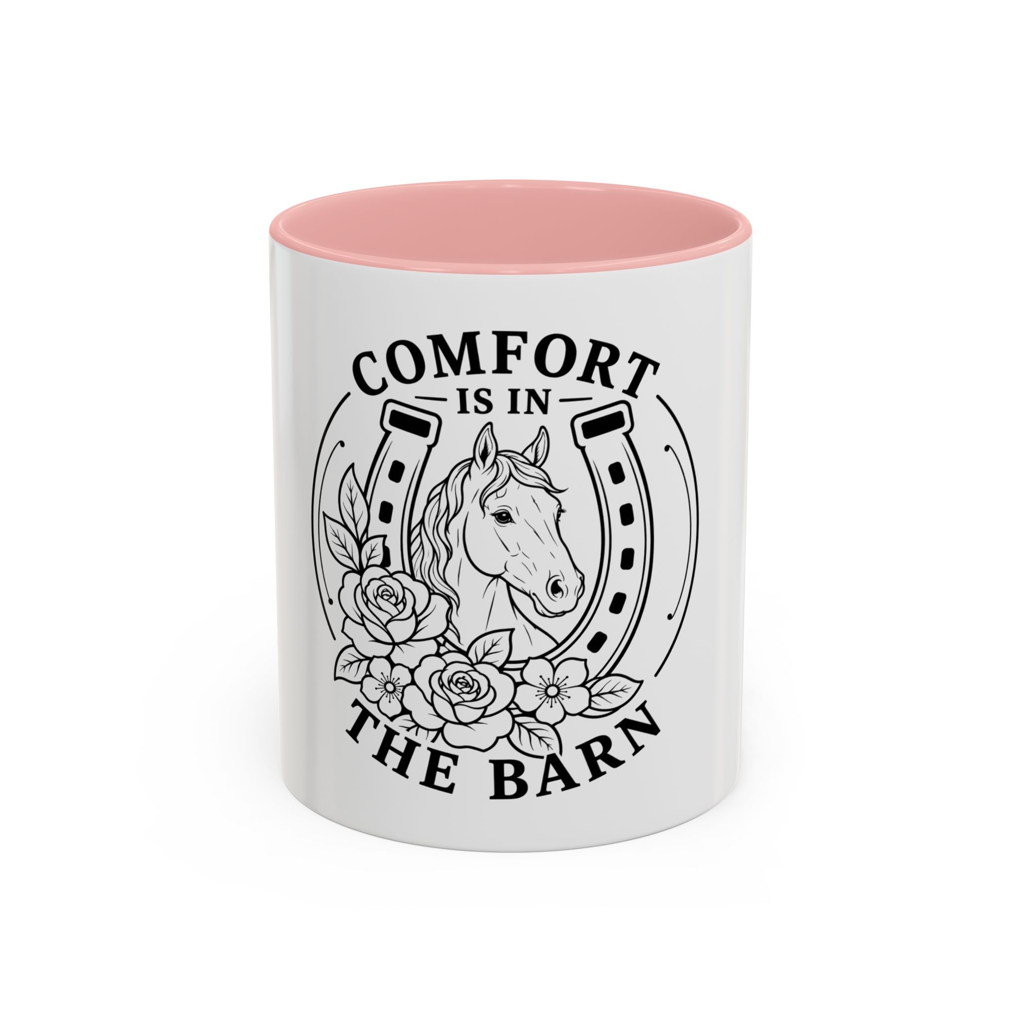 Comfort Is In The Barn Horse Mug — Rustic Horseshoe Coffee Cup (11/15oz)
