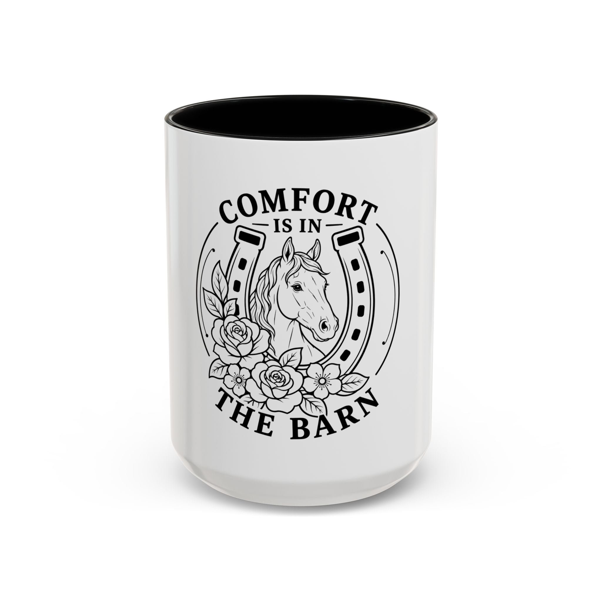 Comfort Is In The Barn Horse Mug — Rustic Horseshoe Coffee Cup (11/15oz)