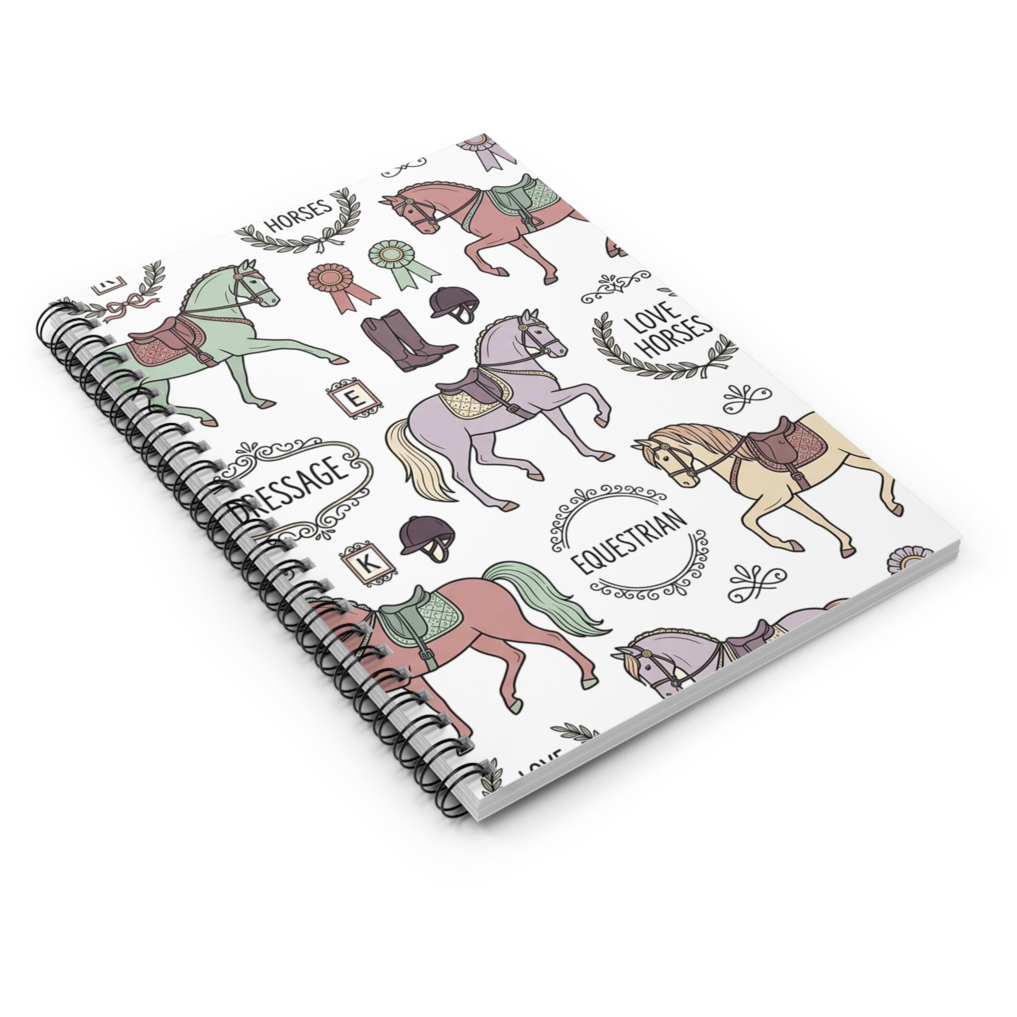 Equestrian Horses Pattern Spiral Notebook | Ruled Journal