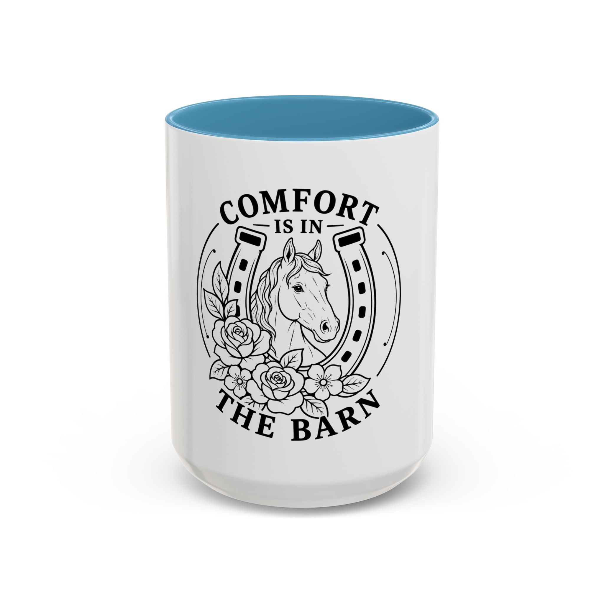 Comfort Is In The Barn Horse Mug — Rustic Horseshoe Coffee Cup (11/15oz)
