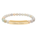 Engraved Bar Natural Stone Bracelet | Stretch Beaded Bracelet