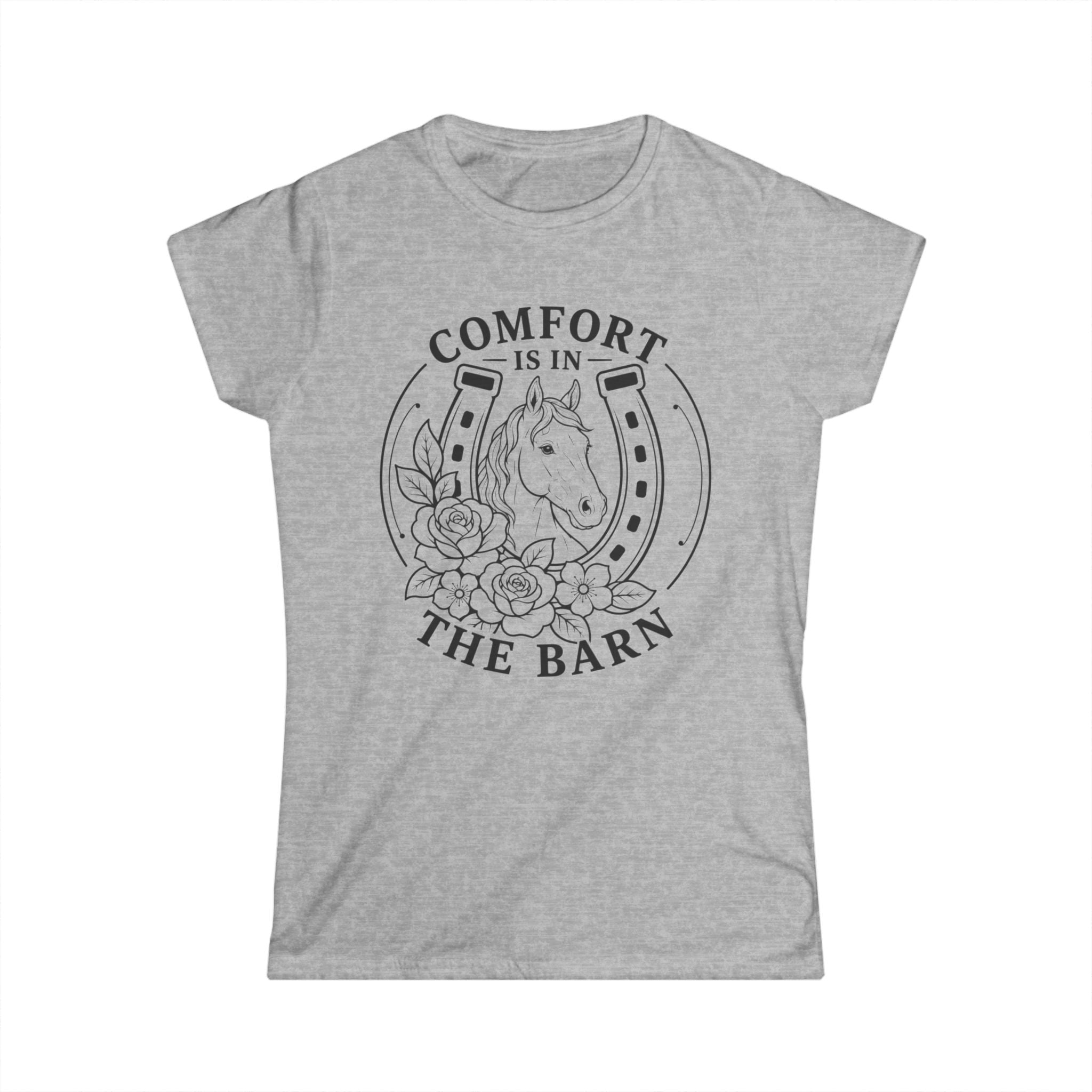 Comfort Is In The Barn horse tee | horseshoe floral shirt