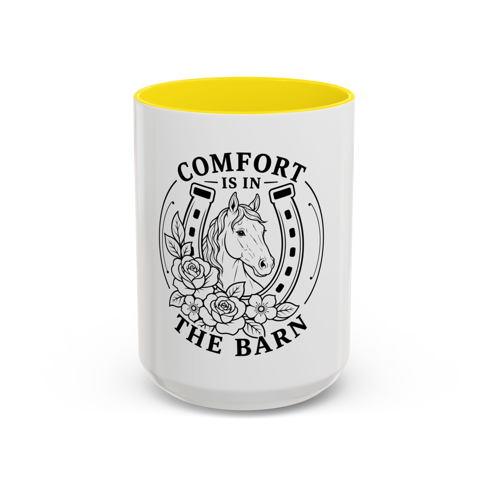 Comfort Is In The Barn Horse Mug — Rustic Horseshoe Coffee Cup (11/15oz)