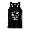 Horses & Coffee Tank Top — "Powered by Horses and Coffee" Women's Racerback