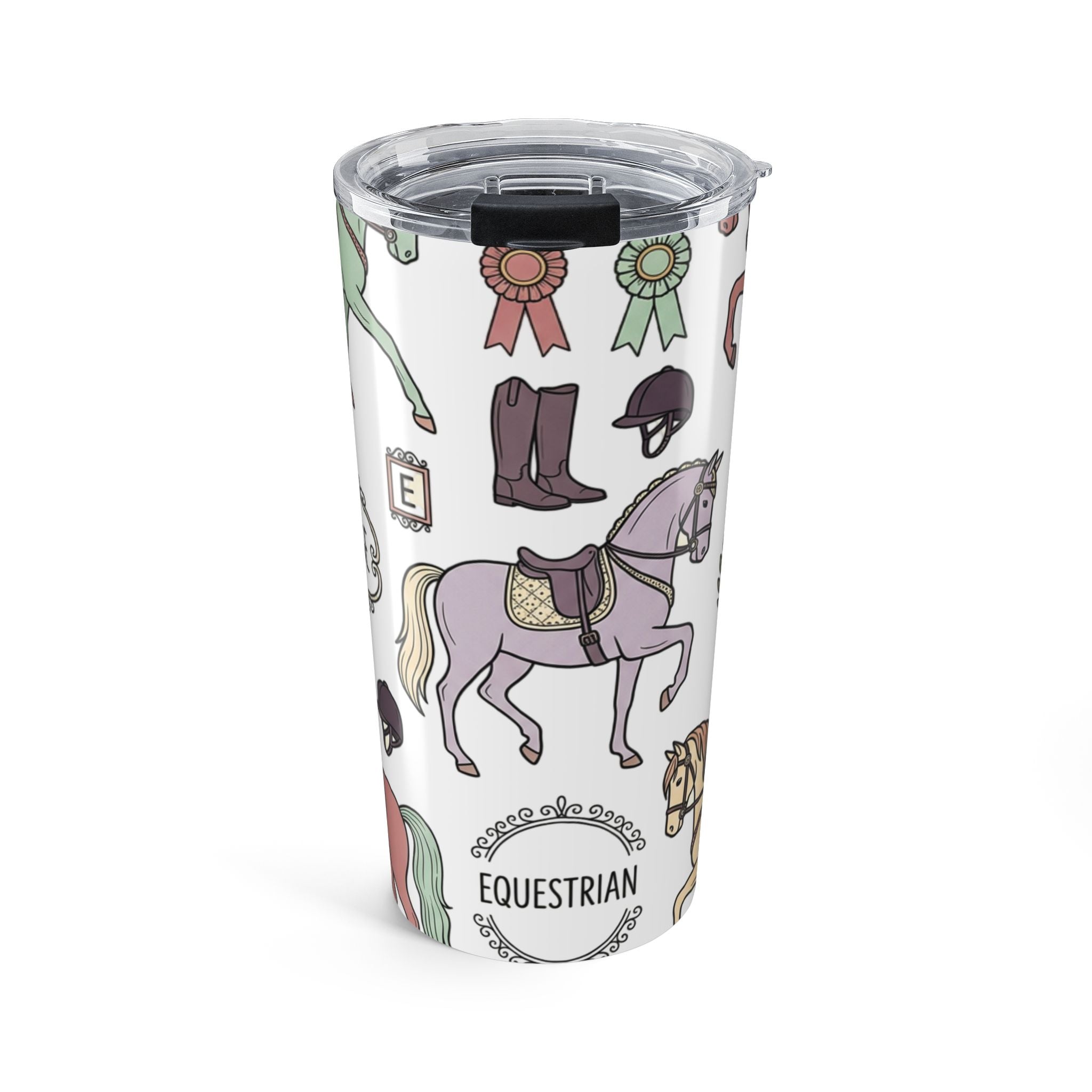 Equestrian Horse Pattern Tumbler | 20oz Rodeo Riding Icons